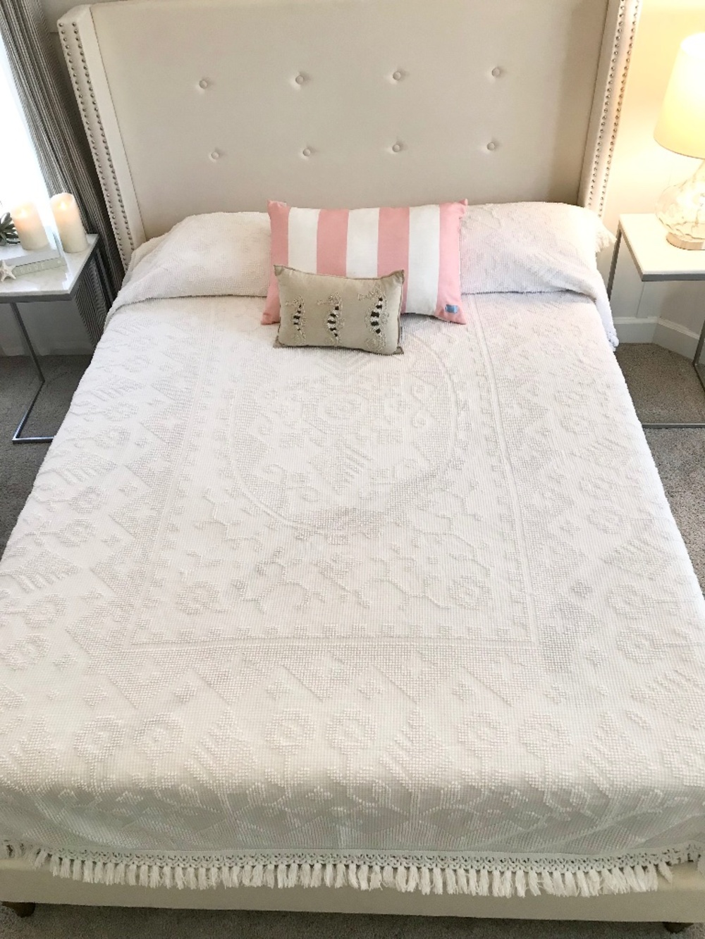 COUNTRY COTTAGE 🔥SHABBY CHIC VINTAGE CHENILLE HOBNAIL FULL / QUEEN